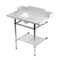 Kingston Brass 36-Inch Carrara Marble Console Sink with Brass Legs and Shelf, 8-Inch, 3-Hole LMS36MBSQB6 - alternate 1