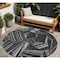 Homeroots 8' Black And Gray Round Geometric Washable Indoor Outdoor Area Rug 594757 - alternate 1