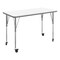 Flash Furniture Commercial Adjustable Height Rectangular Activity Table - Locking Casters-White XU-A2448-REC-WHT-T-A-CAS-GG - alternate 1