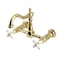 Kingston Brass Two-Handle Wall Mount Bridge Kitchen Faucet, Polished Brass KS1262PX - alternate 1