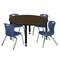 Regency Round Kee Adjustable Classroom Table W/ 4 Andy Stack Chairs, 48 in W, 48 in L, Neo Walnut TB48RNDNWAPBK45NV - alternate 1
