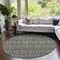 Homeroots 8' Round Taupe and Beige Round Damask Washable Non Skid Indoor Outdoor Area Rug 563894 - alternate 6