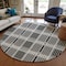 Homeroots 8' Black Gray And Brown Round Plaid Washable Indoor Outdoor Area Rug 597543 - alternate 6