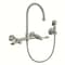 Whitehaus Collection Vintage III Plus Wall Mount Faucet with a  Long Gooseneck Swivel Spout, and Solid Brass Side Spray WHKWLV3-9301-NT-BN - alternate 1