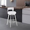 Armen Living Flynn 30in Swivel Bar Stool in Brushed Stainless Steel with White Faux Leather LCFLBABSWHI30 - alternate 8