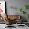 Homeroots 35" Black and Brown Genuine Leather Tufted Swivel Lounge Chair With Ottoman 526374 - alternate 8