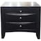 Homeroots 25" Black Solid Wood Three Drawer Nightstand 286488 - alternate 1