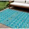 Homeroots 8' X 10' Teal Blue Ivory And Gold Geometric Washable Indoor Outdoor Area Rug 612223 - alternate 1
