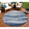Homeroots 8' Light Blue And Dark Blue Round Abstract Washable Indoor Outdoor Area Rug 604967 - alternate 1