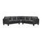 Homeroots Black Leather L Shaped Three Piece Corner Sectional 548958 - alternate 1