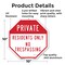 Signmission Private Residents Only No Trespassi, 10 Inch X 10 Inch, Aluminum Metal Signs OC-A-10-133 - alternate 5