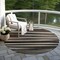 Homeroots 8' Black Brown And Ivory Round Striped Washable Indoor Outdoor Area Rug 597303 - alternate 7