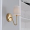 Vaxcel Briar 1 Light Gold Brass Traditional Wall Sconce White Linen Shade W0473 - alternate 1