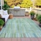 Homeroots 9' X 12' Artichoke Green And Teal Blue Striped Washable Indoor Outdoor Area Rug 631525 - alternate 7