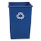 Rubbermaid Commercial 35 gal Square Recycling Bin, Satin Black/Satin Brass, Plastic FG395873BLUE - alternate 1