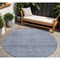 Homeroots 8' Sky Blue And Ivory Round Abstract Washable Indoor Outdoor Area Rug 605574 - alternate 1