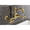 Kingston Brass Two-Handle Wall Mount Bridge Kitchen Faucet, Brushed Brass KS1267AL - alternate 4