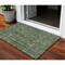 Homeroots 3' X 5' Artichoke Green And Black Damask Washable Indoor Outdoor Area Rug 605091 - alternate 1