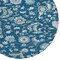 Homeroots 8' Navy Blue Ivory And Gray Round Floral Washable Indoor Outdoor Area Rug 597832 - alternate 4