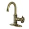 Kingston Brass One-Handle Single-Hole Bathroom Faucet with Deck Plate and Push Pop-Up Drain, Antique Brass KSD2213RX - alternate 1