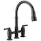 Delta Broderick Two Handle Pull-Down Bridge Kitchen Faucet 2390L-BL-DST - alternate 1