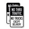 Signmission No Thru Traffic - No Trucks Except Delivery, 12'' X 18'' 2 Signs, Heavy Gauge Aluminum, 2PK A-1218-2PACK-23565 - alternate 1