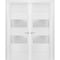 Sartodoors Solid French Double Doors Frosted Glass 2 lites, Lucia 4010 White Silk, Wood Solid Panel Frame Trim LUCIA4010DD-WS-60 - alternate 1