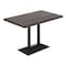 Flash Furniture Bennett 30 in x 48 in Solid Wood Indoor Tabletop, Dark Brown with 27 in x 15 in Black Double Column GSF-REC3048-DKBRN-TB002B-GG - alternate 1