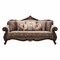 Homeroots 88" Beige Velvet Floral Sofa And Toss Pillows With Brown Legs 348219 - alternate 1