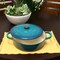Crock-Pot Crock Pot Artisan Enameled Cast Iron 5 Quart Round Braiser Pan with Self Basting Lid in Teal Ombre 112002.02 - alternate 4