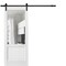 Sartodoors Sturdy Barn Door, Lucia 1533 White Silk with Clear Glass, 6.6FT Rail Hangers Heavy Hardware Set,  LUCIA1533BD-B-WS-2896 - alternate 1