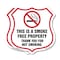 Signmission No Smoking Shield Sign This Is A Smoke F, 6 inch X 6 inch, Plastic Sign, 2PK SHI-P-2PACK-6-402 - alternate 1
