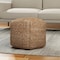 Homeroots 18" Natural Jute Woven Blend Cube Pouf Ottoman 551560 - alternate 1