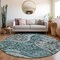 Homeroots 8' Teal Blue And Dark Green Round Floral Medallion Washable Indoor Outdoor Area Rug 603199 - alternate 6