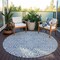 Homeroots 8' Denim Blue And Ivory Round Abstract Washable Indoor Outdoor Area Rug 599708 - alternate 6