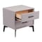 Homeroots 20" Gray and Black Fabric Wood and Steel End Table With Two Drawers 556561 - alternate 7