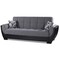 Homeroots 93" Black Gray Chenille And Faux Leather Convertible Futon Sleeper Sofa w/ Toss Pillows And Storage 607160 - alternate 1