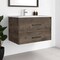 Homeroots 32" Natural And Black Wood Floating Bathroom Vanity With White Sink And Two Drawers 543635 - alternate 5