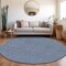 Homeroots 8' Navy Blue And Ivory Round Geometric Washable Indoor Outdoor Area Rug 595663 - alternate 7