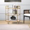 Homeroots Brass Steel And Glass Oval Rolling Bar Cart 530454 - alternate 4
