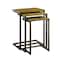Homeroots Set of Three Brown and Black Distressed Solid Wood and Steel Frame Nested Tables, 3PK 493258 - alternate 1