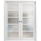 Sartodoors Sliding French Double Pocket Doors Frosted Glass White 56x80 (2* 28x80) Solid Core Modern Interior QUADRO4002DP-NOR-56 - alternate 1
