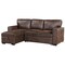 Homeroots 92" Dark Brown Upholstered Sleeper USB Sleeper Sofa Chaise With Toss Pillow 559220 - alternate 7