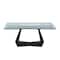 Homeroots 71" Clear and Black Glass and Metal Self-Storing Leaf Sled Base Extendable Dining Table 555200 - alternate 1