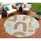 Homeroots 8' Ivory Khaki And Beige Round Geometric Washable Indoor Outdoor Area Rug 618102 - alternate 1