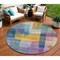 Homeroots 8' Blue Green And Purple Round Abstract Washable Indoor Outdoor Area Rug 604284 - alternate 1