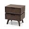 Homeroots Mid Century Acacia Nightstand with Two Drawers and Black Metal Handles 473027 - alternate 7