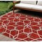 Homeroots 9' X 12' Red And Ivory Geometric Washable Indoor Outdoor Area Rug 613047 - alternate 1