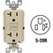 Leviton SmartlockPro Self-Test 20A Ivory Commercial Grade Rounded Corner 5-20R GFCI Outlet R21-GFNT2-0KI - alternate 1
