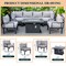 Leisuremod Chelsea 7-Piece Patio Sectional And Fire Pit Table Black Aluminum With Cushions, Light Grey CSFBL-7LGR - alternate 7